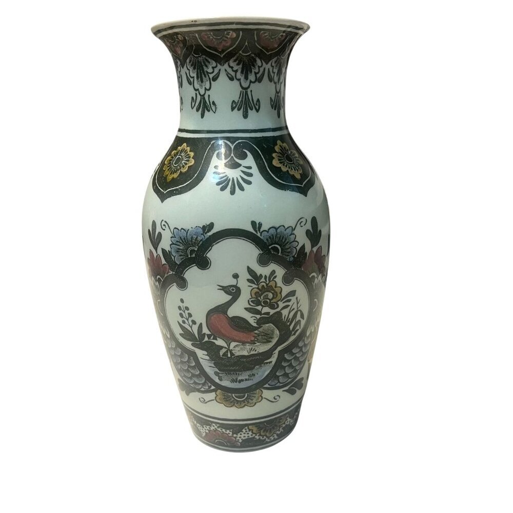 Villeroy & Boch Paon Vase vintage hand painted Peacock Floral print